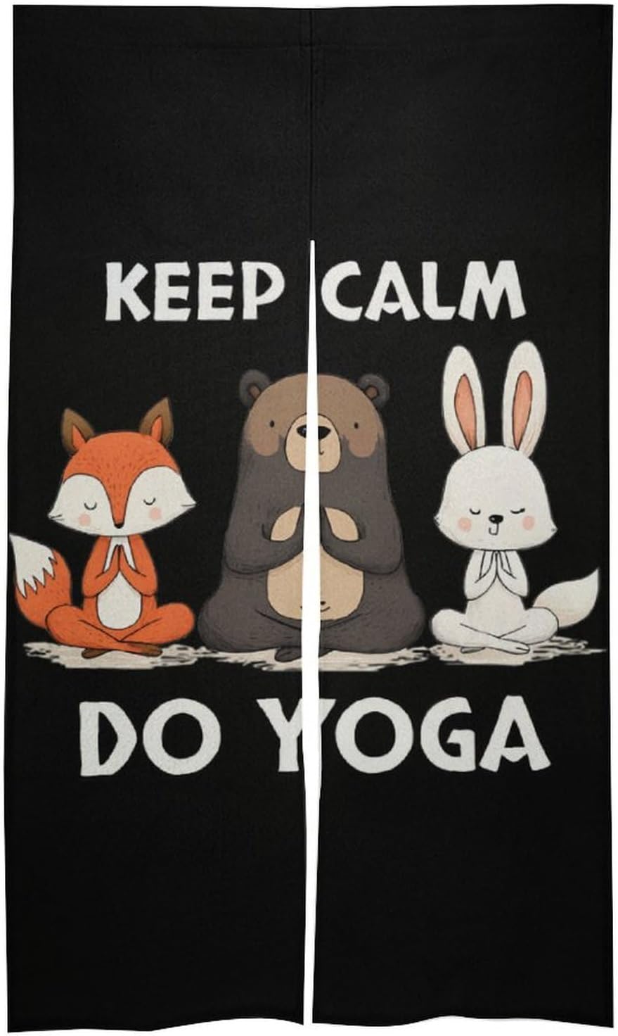 Keep Calm Do Yoga Doorway Curtain Insulated Room Divider Drapes | white linen,privacy curtains