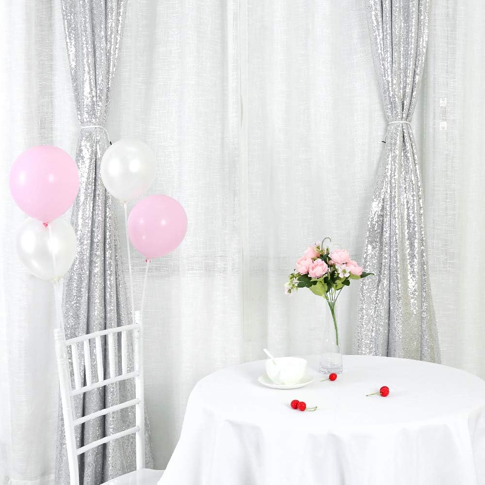 🛒 Crazy Deals TRLYC Glitter Sequin Backdrop Curtains for Wedding Party Decor (2 Panels, W2 x H8FT,Sliver)