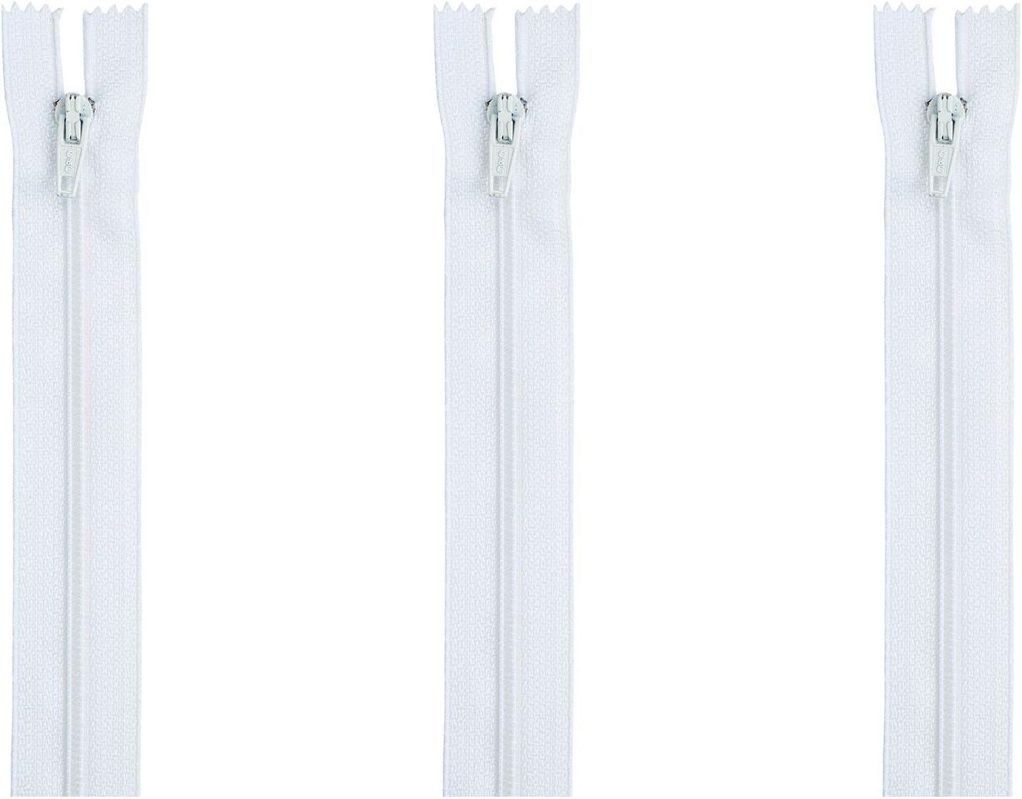 C&C All Purpose Zip - 3 Pack of 22 Inch Zippers - White