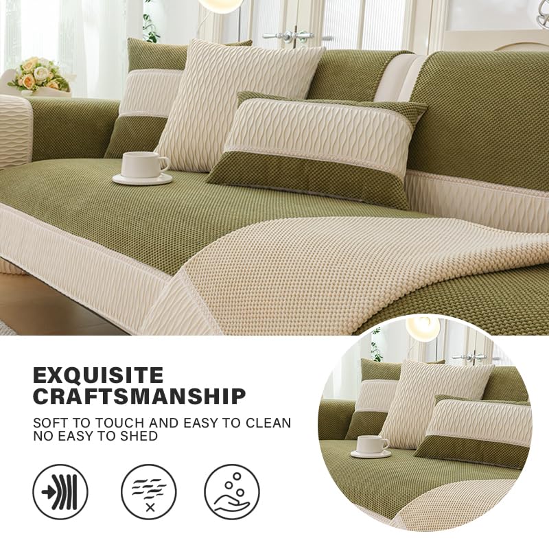 Housse de canapé sectionnelle en velours côtelé au design patchwork chic