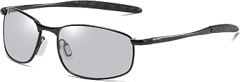 FEISEDY Photochromic Polarized Square Sunglasses Photosensitive B2444 | Automatically darken in sunlight, 100% UV400 protection, Durable & lightweight, Driving, Fishing, Climate Pledge Friendly