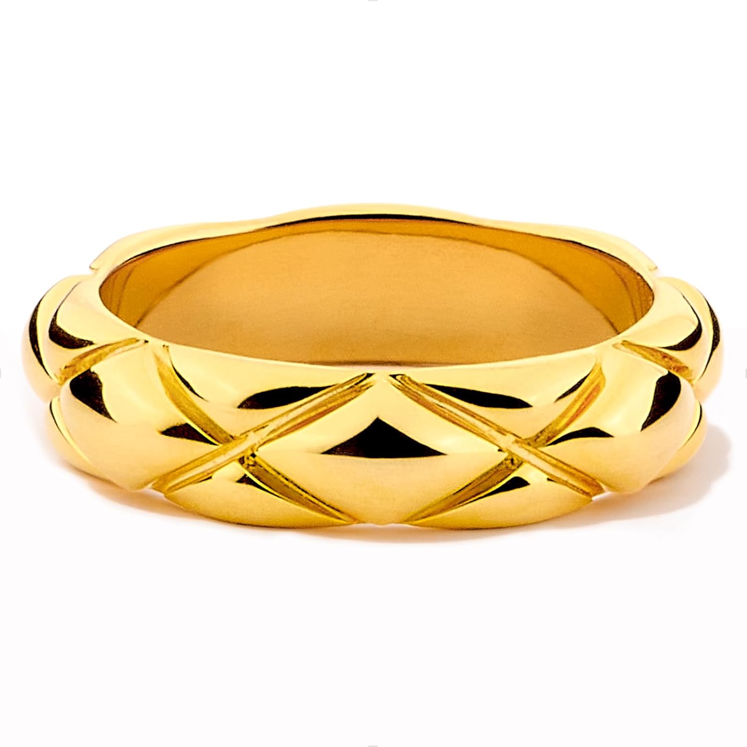 STORYJEWELLERY Chunky Rings, Gold Plated Rings for Women, Ring Bands for Women, Thick Gold Plated Statement Ring, Gifts for Her