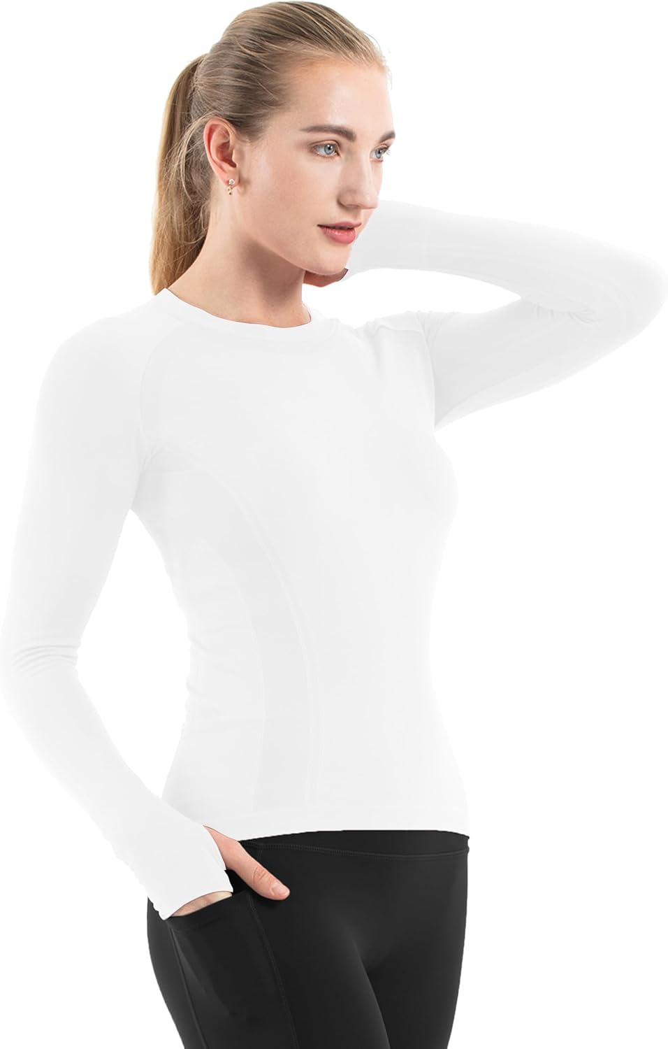 MathCat Seamless Workout Shirts for Women Long Sleeve Yoga Tops Sports Running Shirt Breathable Athletic Top Slim Fit XS-XL - Image 4