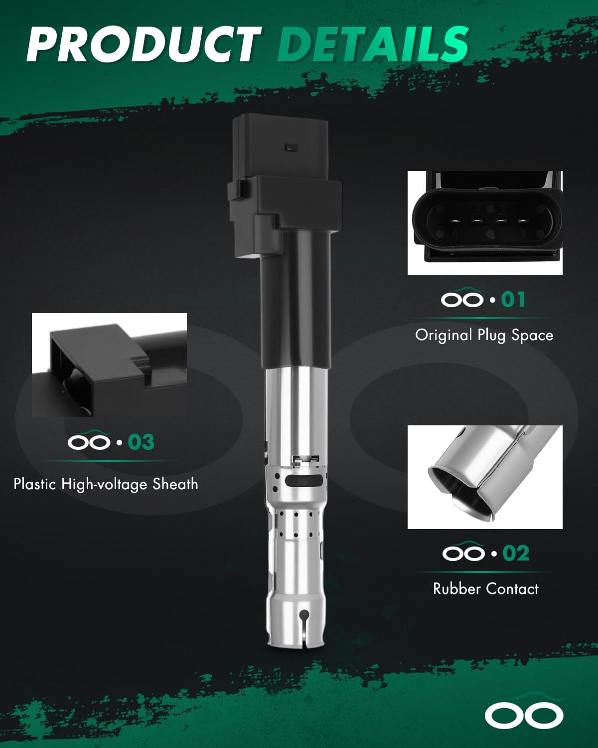 SCITOO 6 ignition coils + 6 iridium Spark Plugs,for J-etta 2.8L 2002,for G-olf 3.2L 2003-2004,for G-olf 2.8L/1.8L/2.0L/1.9L 2002-2005 E506E 5C1402 E424