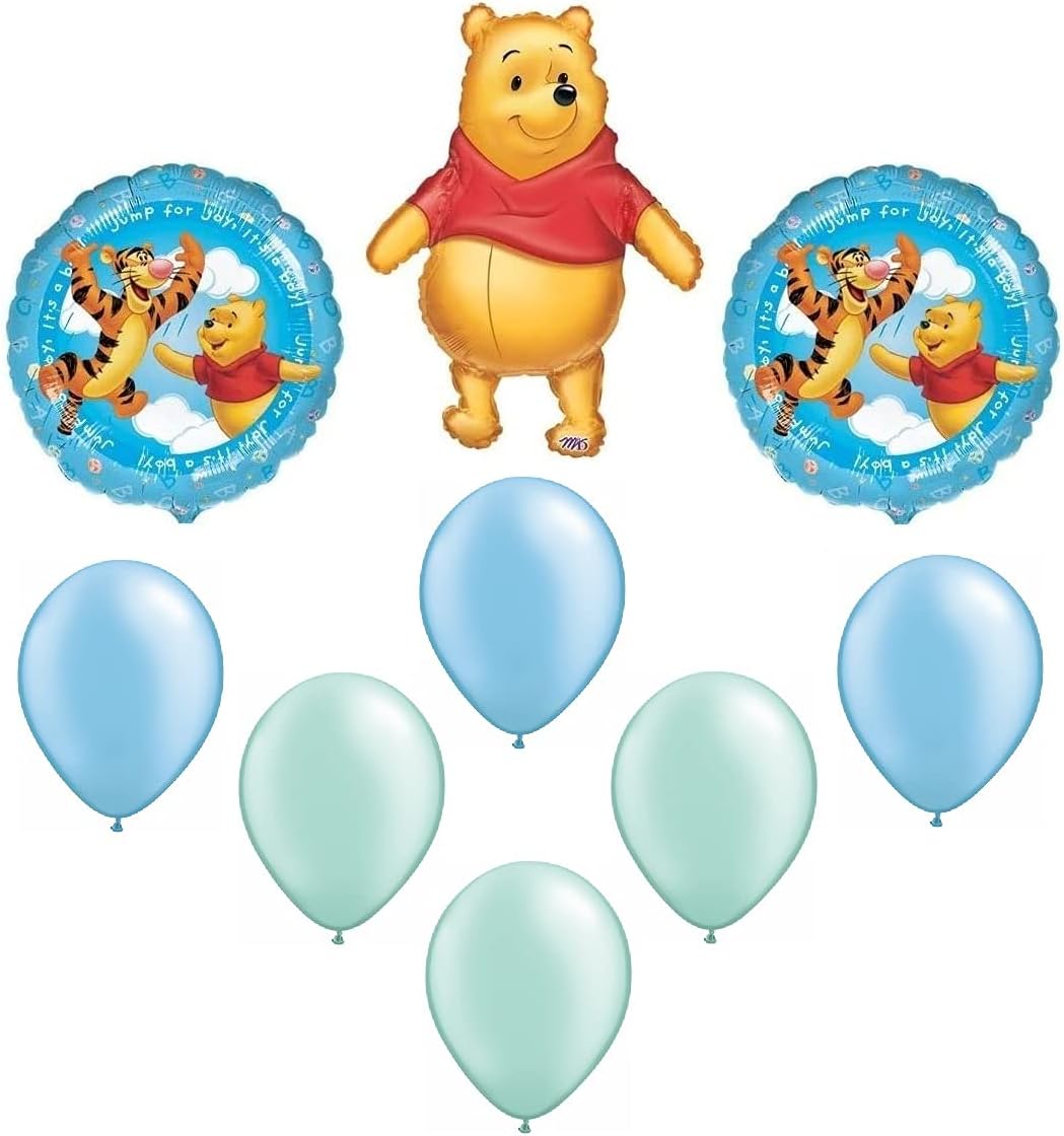 Winnie the Pooh Baby BOY Shower Welcome Little One Balloons Bouquet Party Decor
