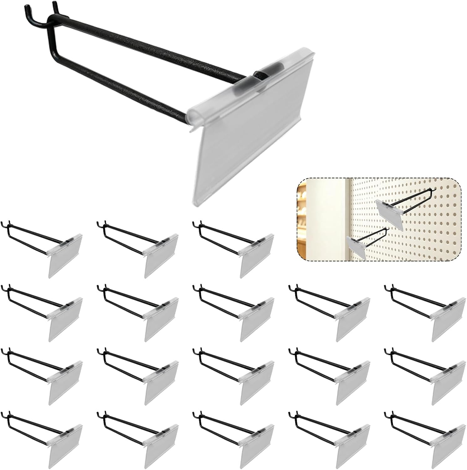50pcs 8 Inch Pegboard Hooks with Price Tag,for 1/4 inch Pegboards