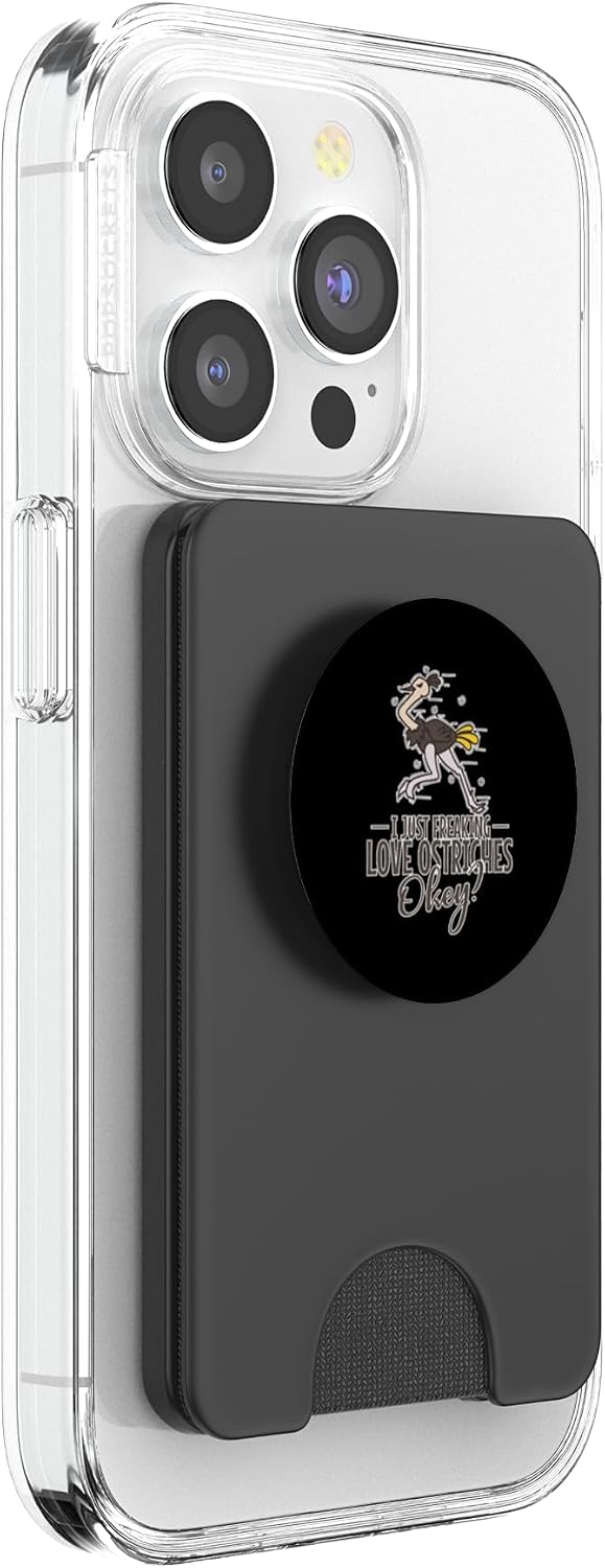 I Just Freaking Love Ostriches Okey? PopSockets PopWallet for MagSafe image 4