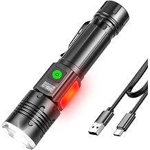 Rechargeable Flashlights High Lumens, Super Bright LED Flashlight 9 Modes with Red Side Light, Magnetic, Clip on EDC Pocket Flash Light for Home Camping Emergency