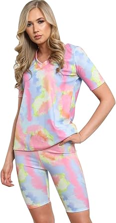 Ensemble short de cyclisme pour femme Tie Dye - Rose - Taille Unique :  Amazon.fr: Vêtements