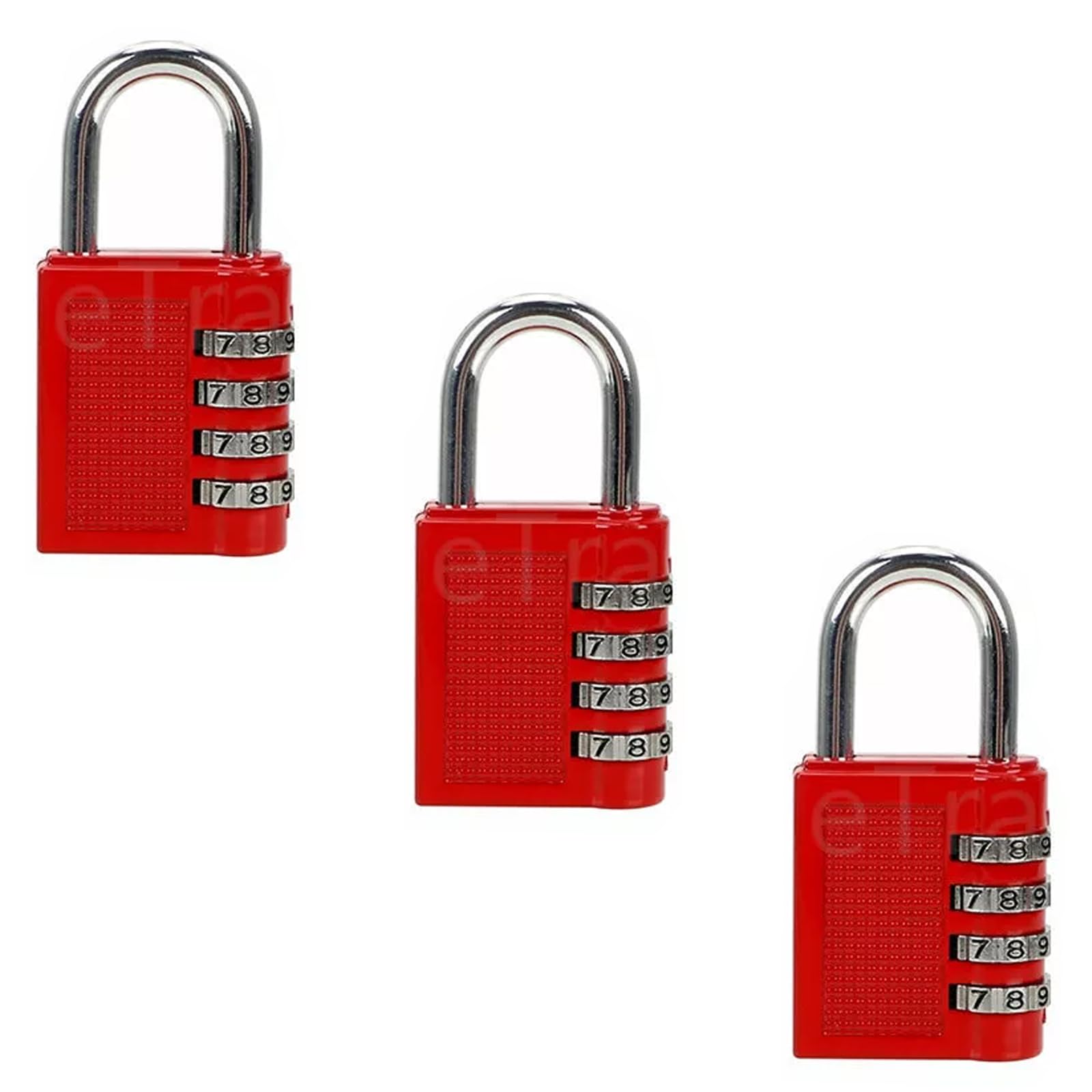 Hochste Red - 3 Pack Combination Padlock - Heavy Duty Padlocks With Code, Suitcase Locks, Lock For Gym Locker, Hasp, Outdoor Shed, Storage, Cabinet, Tool Box, Luggage Locks - Weatherproof Lock (Red - 3 Pack)
