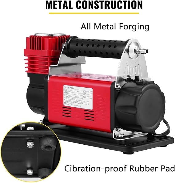 12V Portable Air Compressor Tyre Pump Car Inflator 160L/M 150 PSI Single Stage Auto Inflation for SUVs, RVs, Bicycles for Beginners DIY