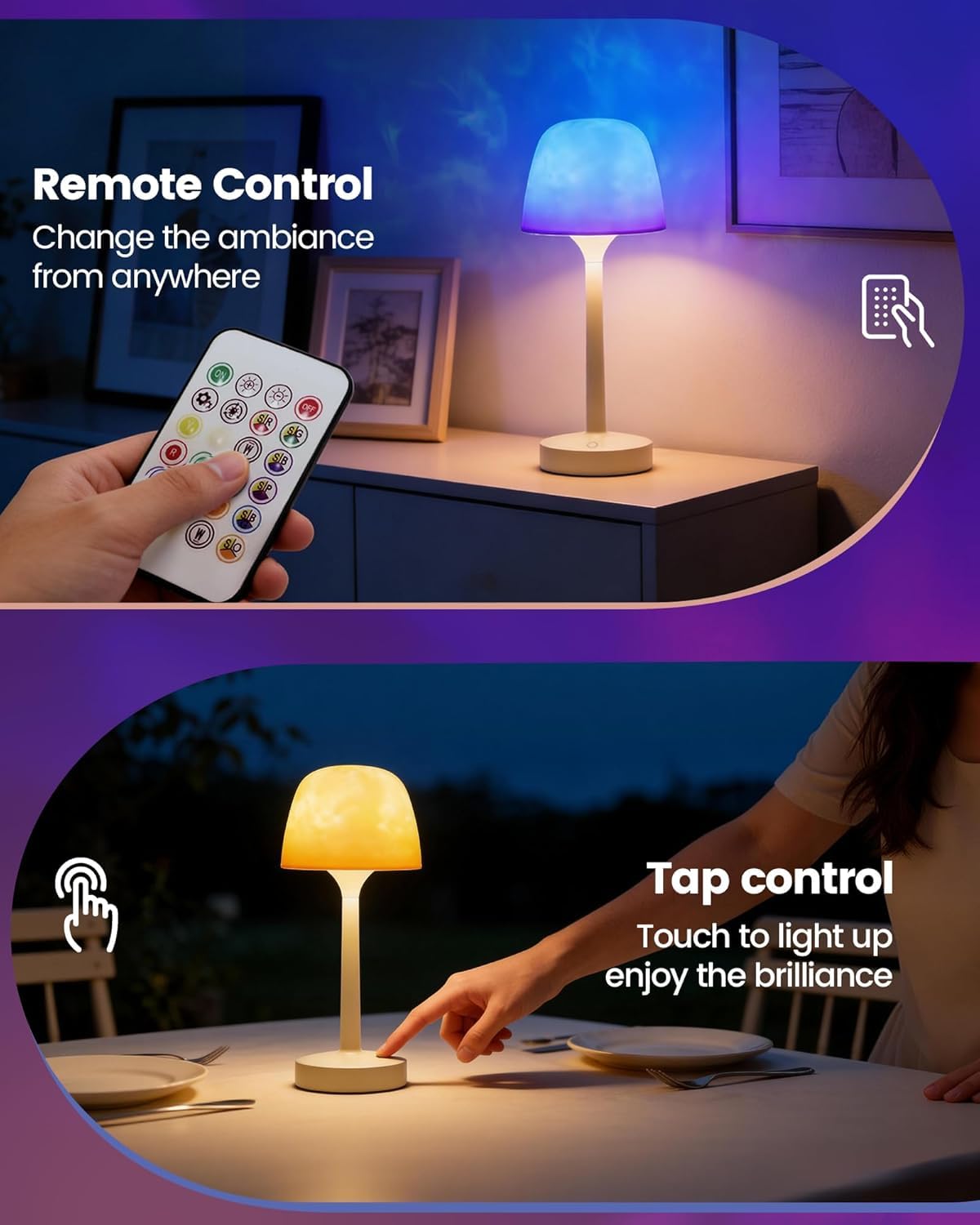 Umikk LED Duschlampe Wasserdicht, 16 Farben Dimmbar Ocean Lamp, Drahtlos Wiederaufladbare Badezimmer Lichtprojektor mit Touch & Fernbedienung für Badezimmerbeleuchtung Schmücken
