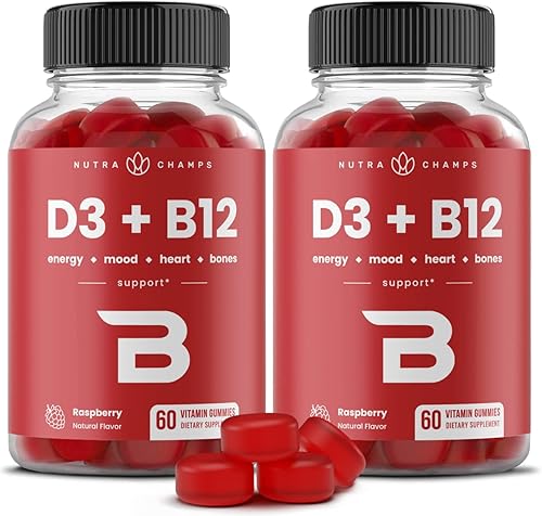 Vitamina D3 y vitamina B12  Gomitas de metilo B12 para adultos y niños  Mejoradas con vitamina D 3 y vitamina B9 folato  Energía natural, estado de