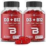 NutraChamps Vitamin D3 & B12, Methyl B12 Gummies for Adults & Kids, Enhanced with Vitamin D 3 & B9 Vitamin Folate, Natural Energy, Mood, Metabolism & Focus, Raspberry, 120 Gummies (Pack of 2)