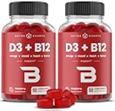 NutraChamps Vitamin D3 & B12, Methyl B12 Gummies for Adults & Kids, Enhanced with Vitamin D 3 & B9 Vitamin Folate, Natural Energy, Mood, Metabolism & Focus, Raspberry, 120 Gummies (Pack of 2)