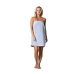 Turkish Linen Womens Waffle Spa Body Wrap with Adjustable Closure (Small/Medium, Light Blue)