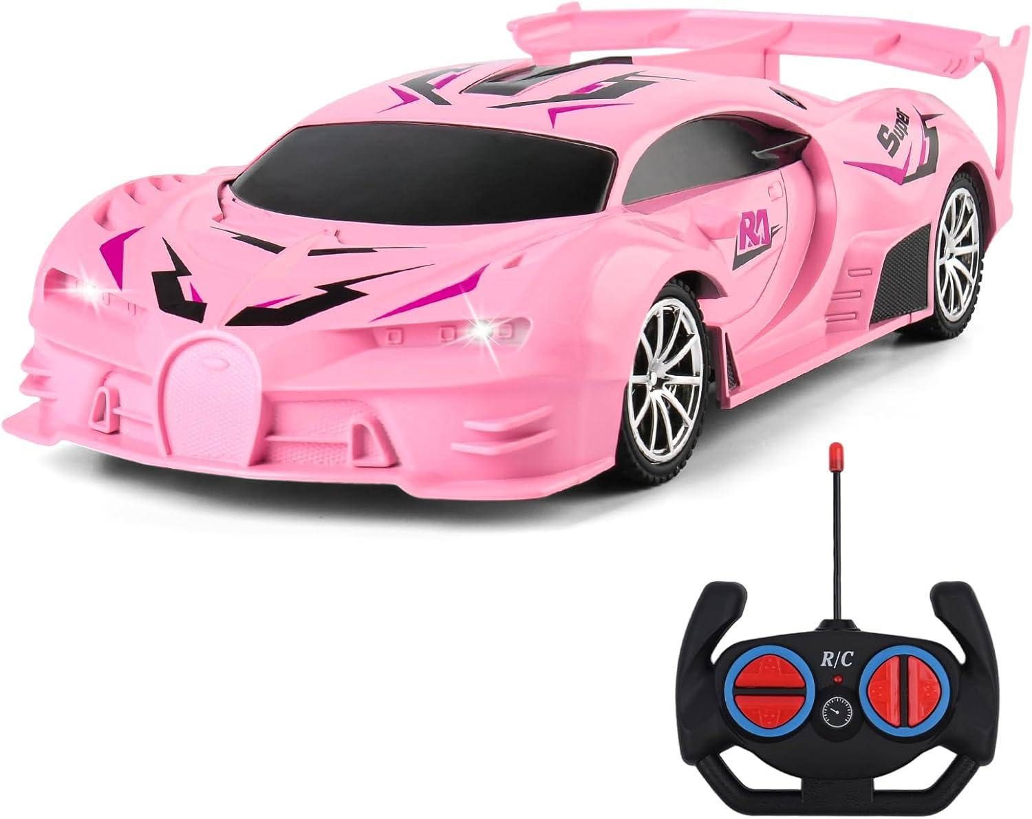 Pink Remote Control Car for Girls, Rechargeable High Speed Drift RC Cars Toys Gifts for Girl Age 6 7 8-12,1/18 Super Vehicle with Headlight Racing Hobby Xmas Birthday Gift