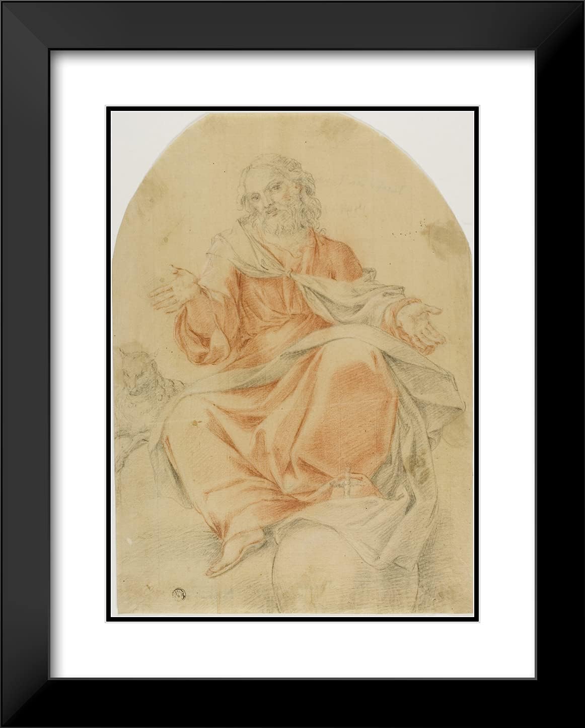 ArtDirect Pontormo, (Jacopo Carrucci) 19x24 Black Modern Framed and Double Matted Art Print Titled Christ as Salvator Mundi with Lamb