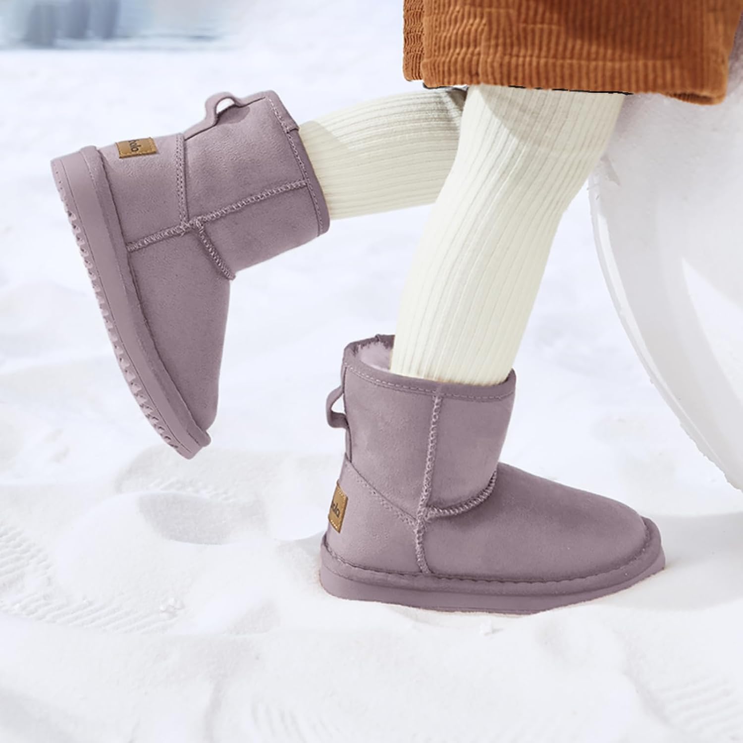 Balabala Boys Snow Boots Kids Snow Boots Girls Boys Winter Boots Warm Water Resistance Suede Boots Classic Solid Casual