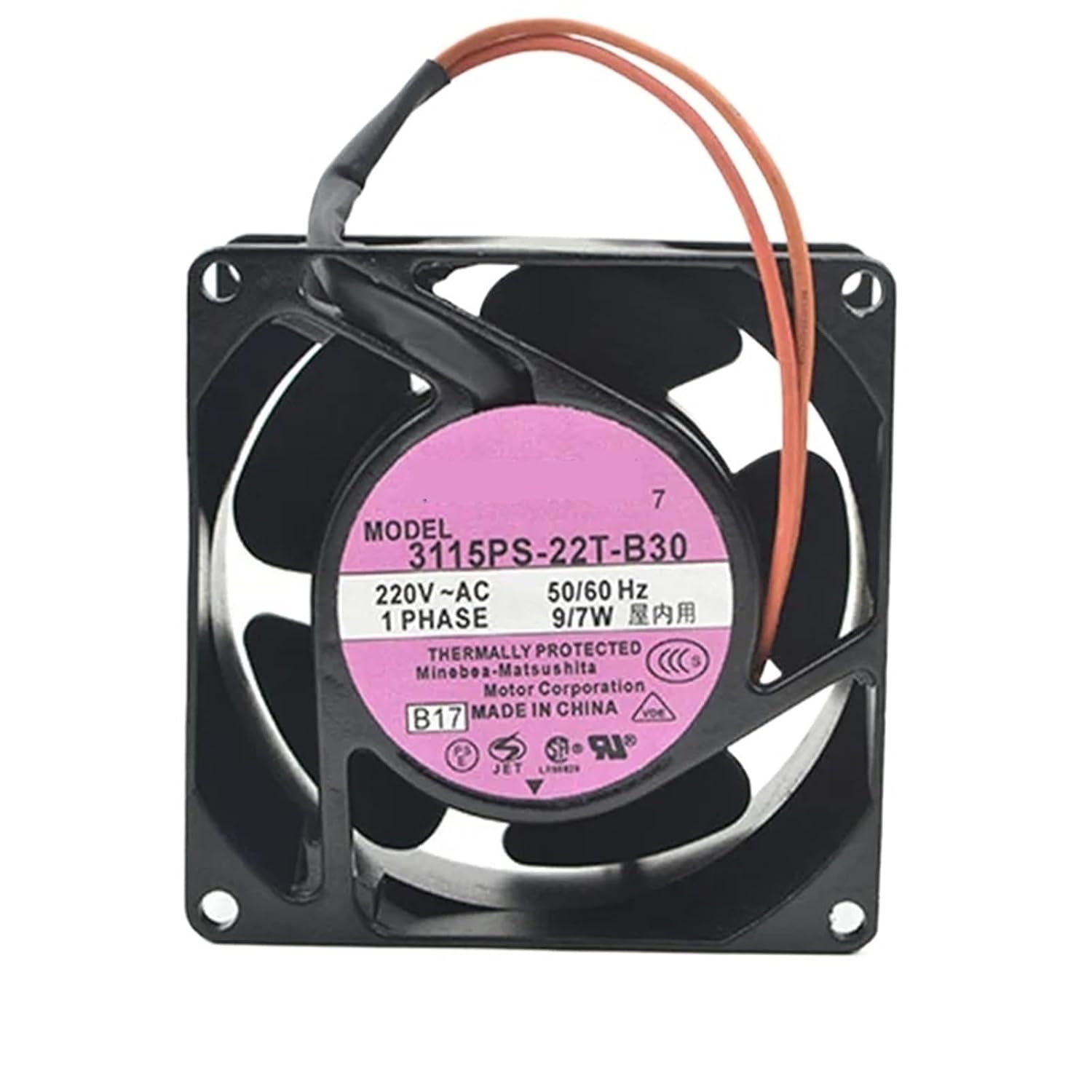 for 3115PS-22T-B30 AC 220V 50/60Hz 9/7W 8cm 8038 80x80x38mm 3200RPM Temperature Controlled Dual Ball Bearing Cooling Fan