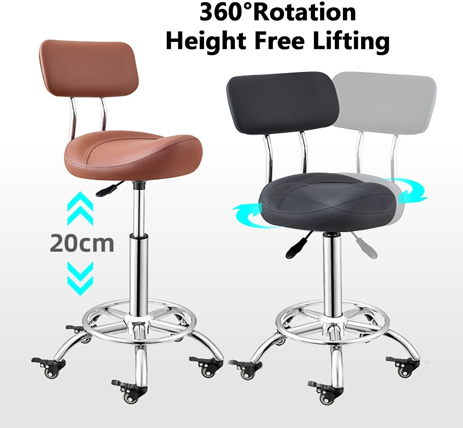 Saddle Stool,Saddle Stool with Back Support,Ergonomic Office Swivel Chair,for Tattoo Clinic Beauty Salon Spa(Color1)