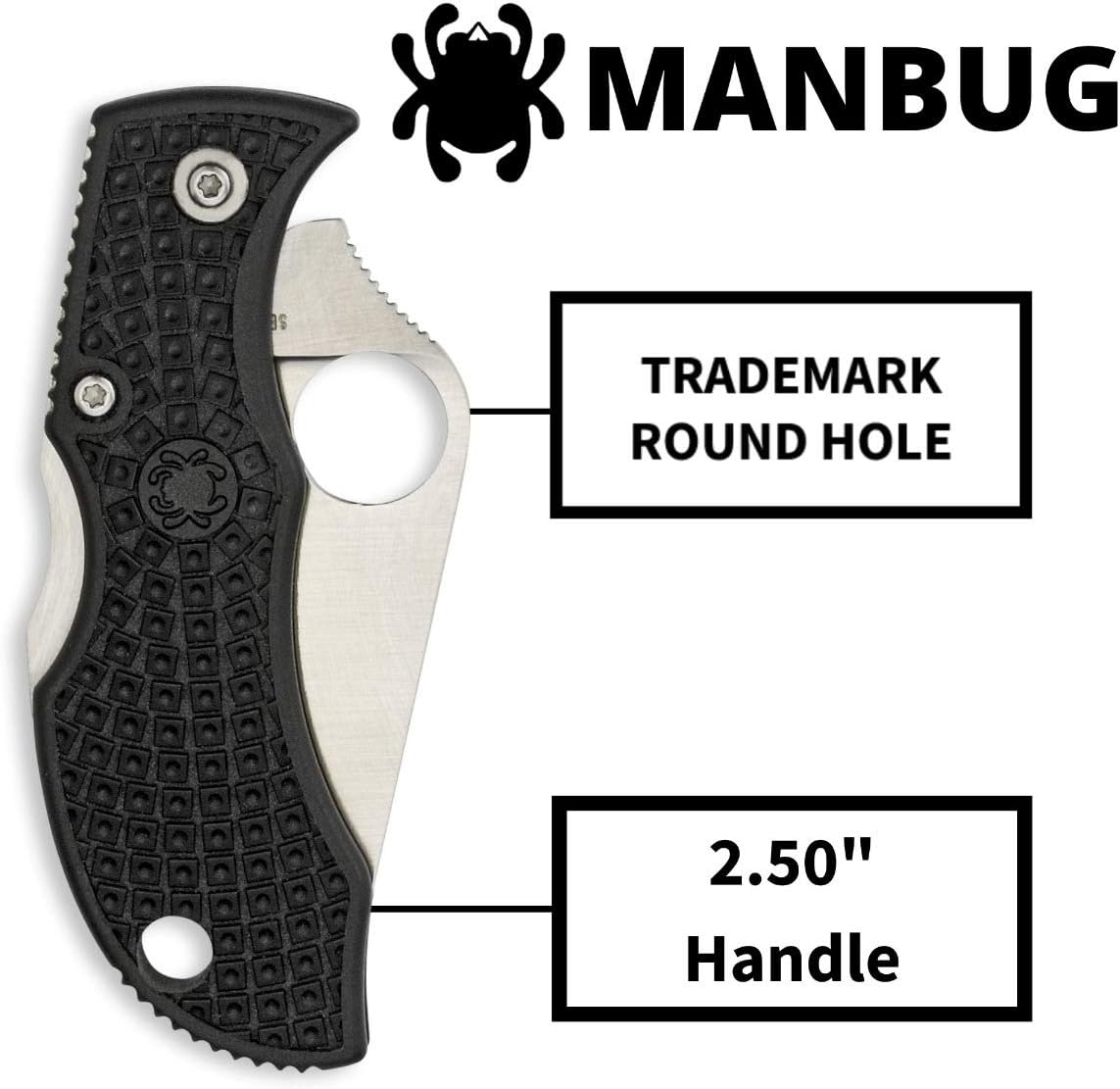 Spyderco Manbug Lightweight Folding Utility Pocket Knife with 1.97" VG-10 Stainless Steel Blade and High-Strength Black FRN Handle - MBKP