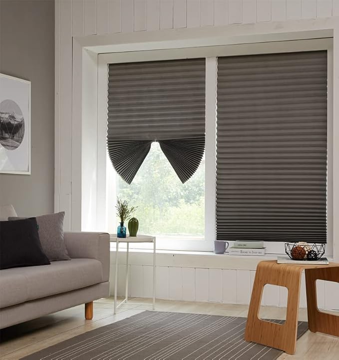 Foiresoft No Tools Pleated Fabric Shades, Temporary Window