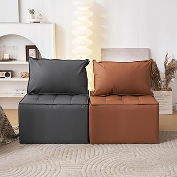 Square Modular Sectional Sofa&Combinable small apartment sofa DIY Combination&with Two Removable Back Cushions&Suitable for living room&study room/apartment/Tofu cube lazy sofa,1PCS & Dark Gray