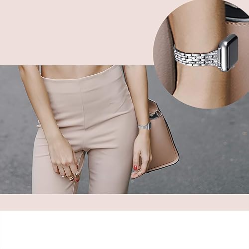 Miniatura 4 de Secbolt Correa delgada brillante de 1.772 pulgadas y funda protectora compatible con Apple Watch Series 7 de 1.772 pulgadas