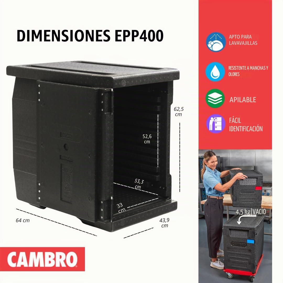 CAMBRO - Cam GoBox Contenedor Isotermico, Plástico, Negro, 62,5 x 44 x 64 cm