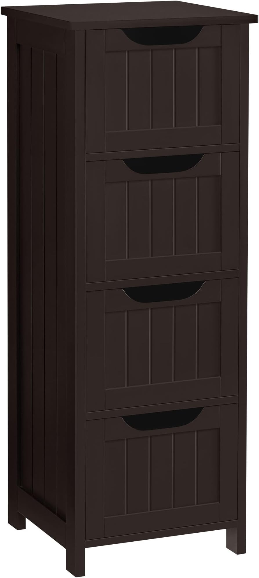 Yaheetech Bathroom Floor Cabinet, Wooden Side Storage Organizer, 4 Drawers Free-Standing Cabinet for Bathroom/Hallway/Living Room, Espresso