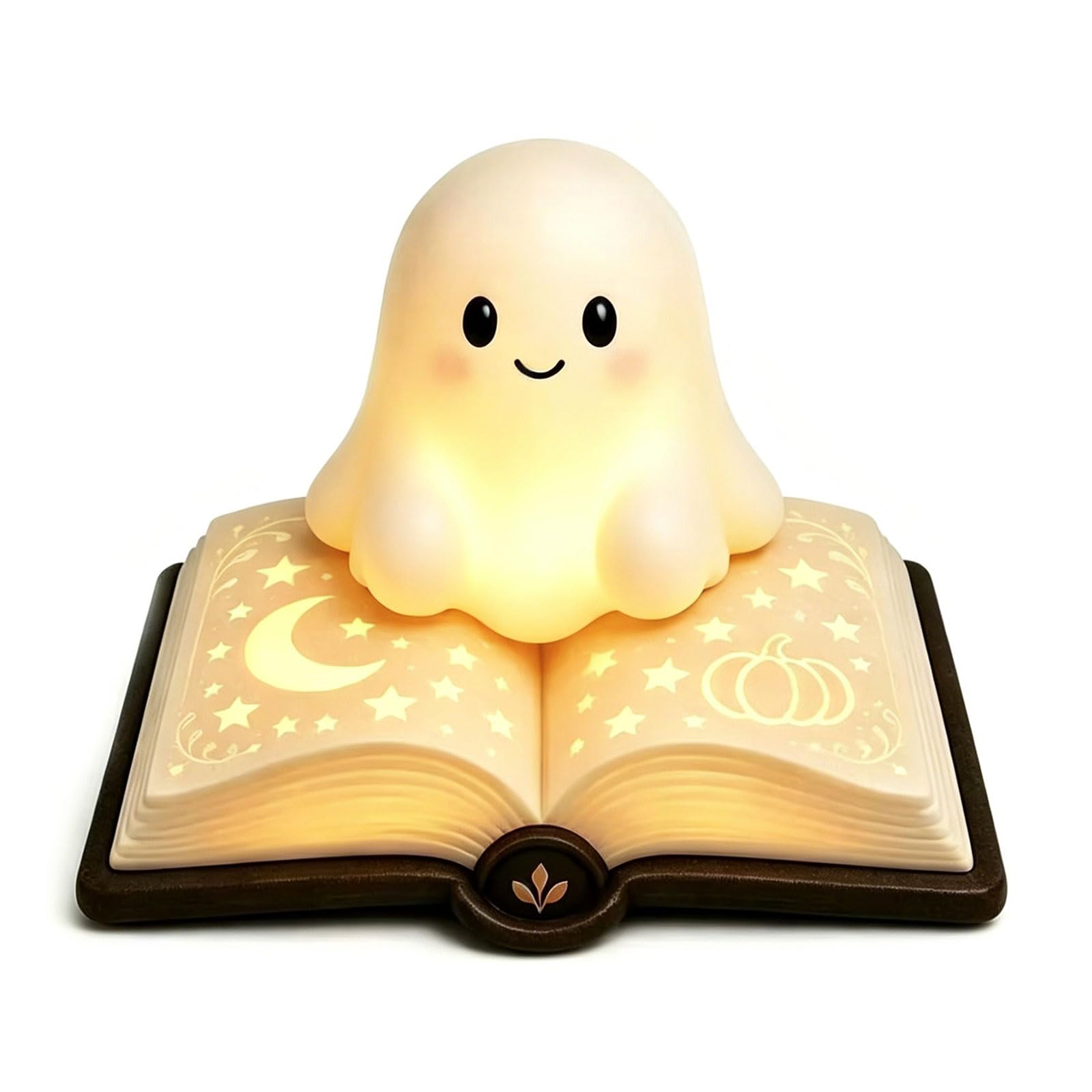 And Reader Halloween Decor Light, Storybook Tabletop Accent with Cozy Warm Glow for Bookshelf, Mantel, Desk, or Reading Corner Ghosty Night Light Halloween Book Lamp Bookshelf Decor Storybook Reading