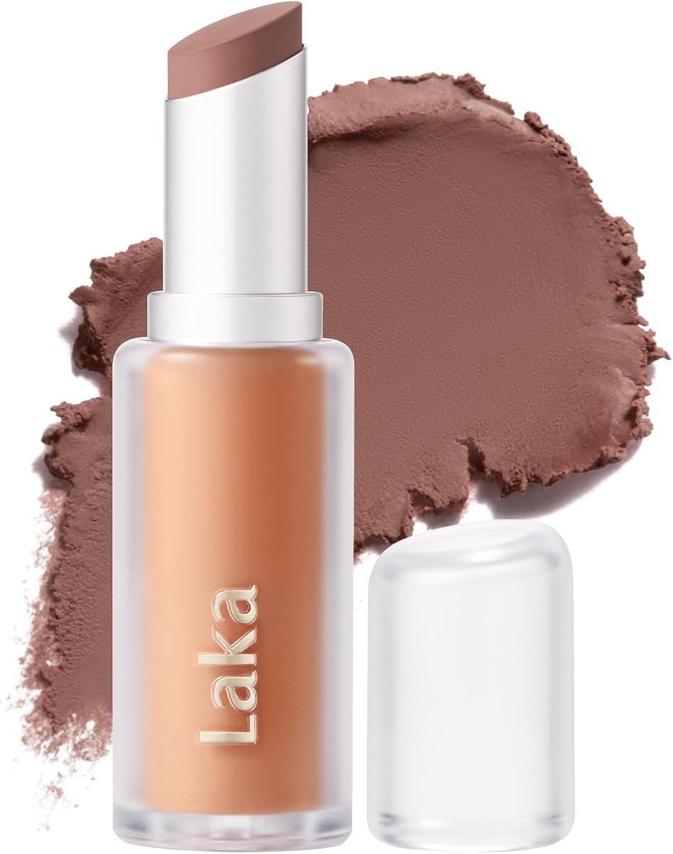 Laka Bulky Matte Lipstick, 4g/0.14oz., Long Wear, Non-Drying Lip Stain Stick with High Pigmentation, Voluminous Lips, K-Beauty (#408 Bebe Almond)