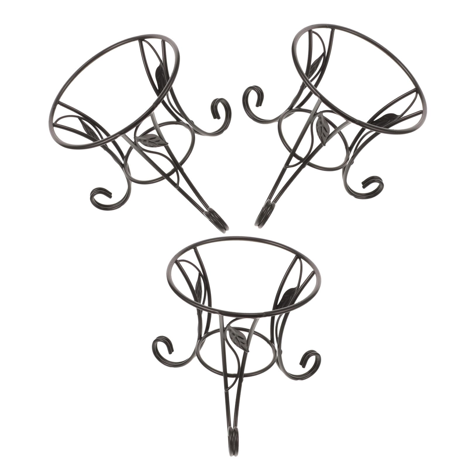 Soportes para bola de jardín negros de metal, pack de 3 piezas decorativas para macetas