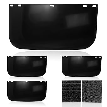 4 Pcs Mask Lens Compatible with Hobart 770580 Face Shield Replacement Lens, Suitable for Face Shield for Grinding and Cutting, Tinted Full Face Shield - 15.5 x 8 Welding Shield