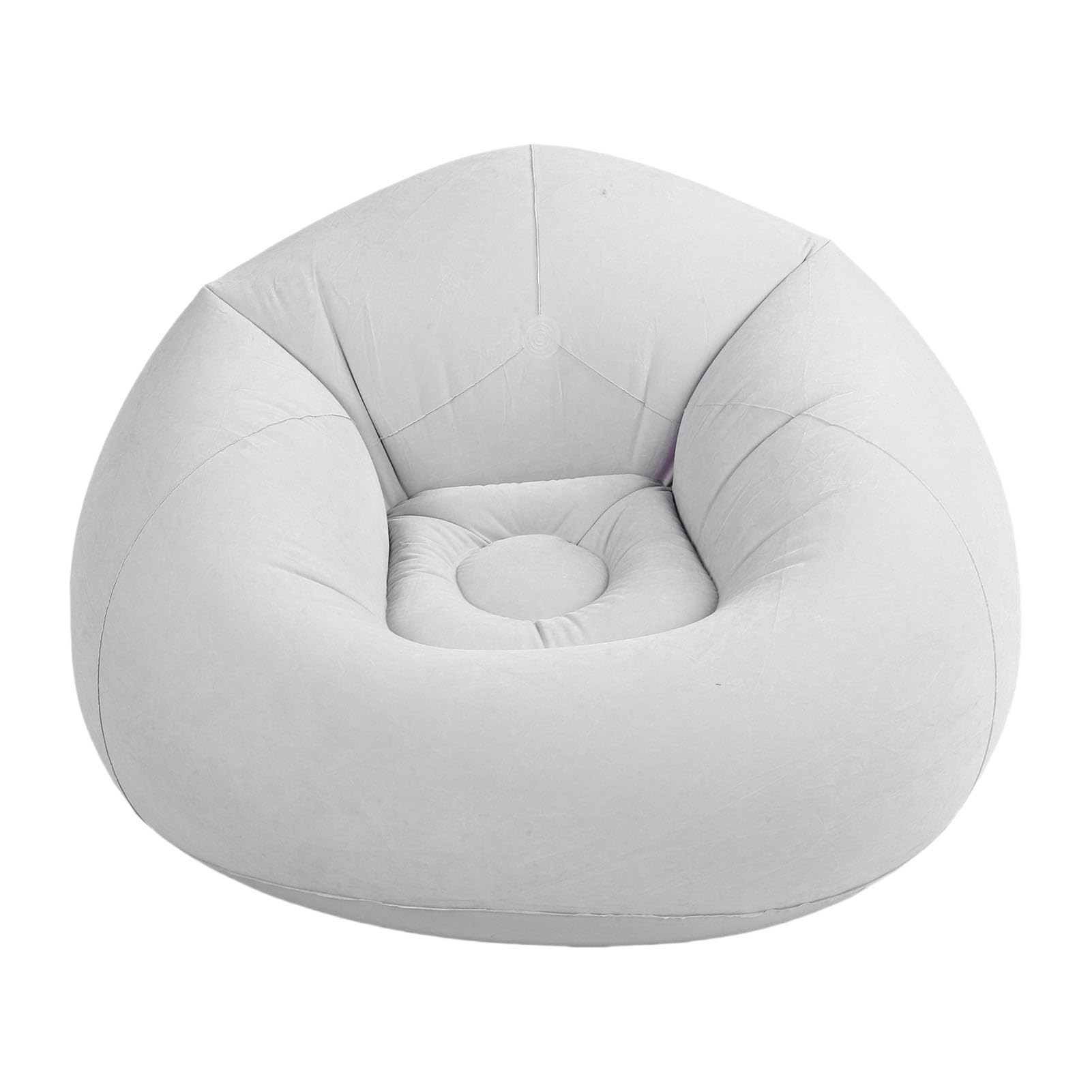 HELEVIA Inflatable Chair Single Sofa, PVC Flocking Blow Up Lounge Couch, for Living Room Bedroom Office Outdoor Travel (Light Gray)