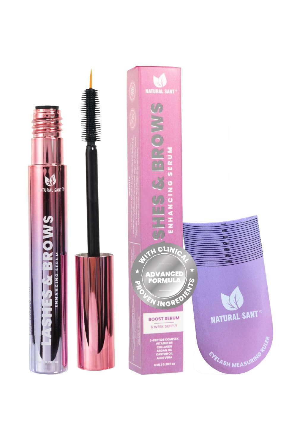 Eyelash Growth Serum 6ml for Longer, Fuller & Thicker Lashes, Lash Enhancing Serum with Biotin & Peptides, Nourishing Lash Conditioner for Women & Men, Safe for Sensitive Eyes - 6ml