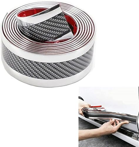 Miniatura 7 de Protector universal de fibra de carbono para puerta de automóvil, adhesivo flexible y autoadhesivo para umbral de puerta de auto, SUV, camión,