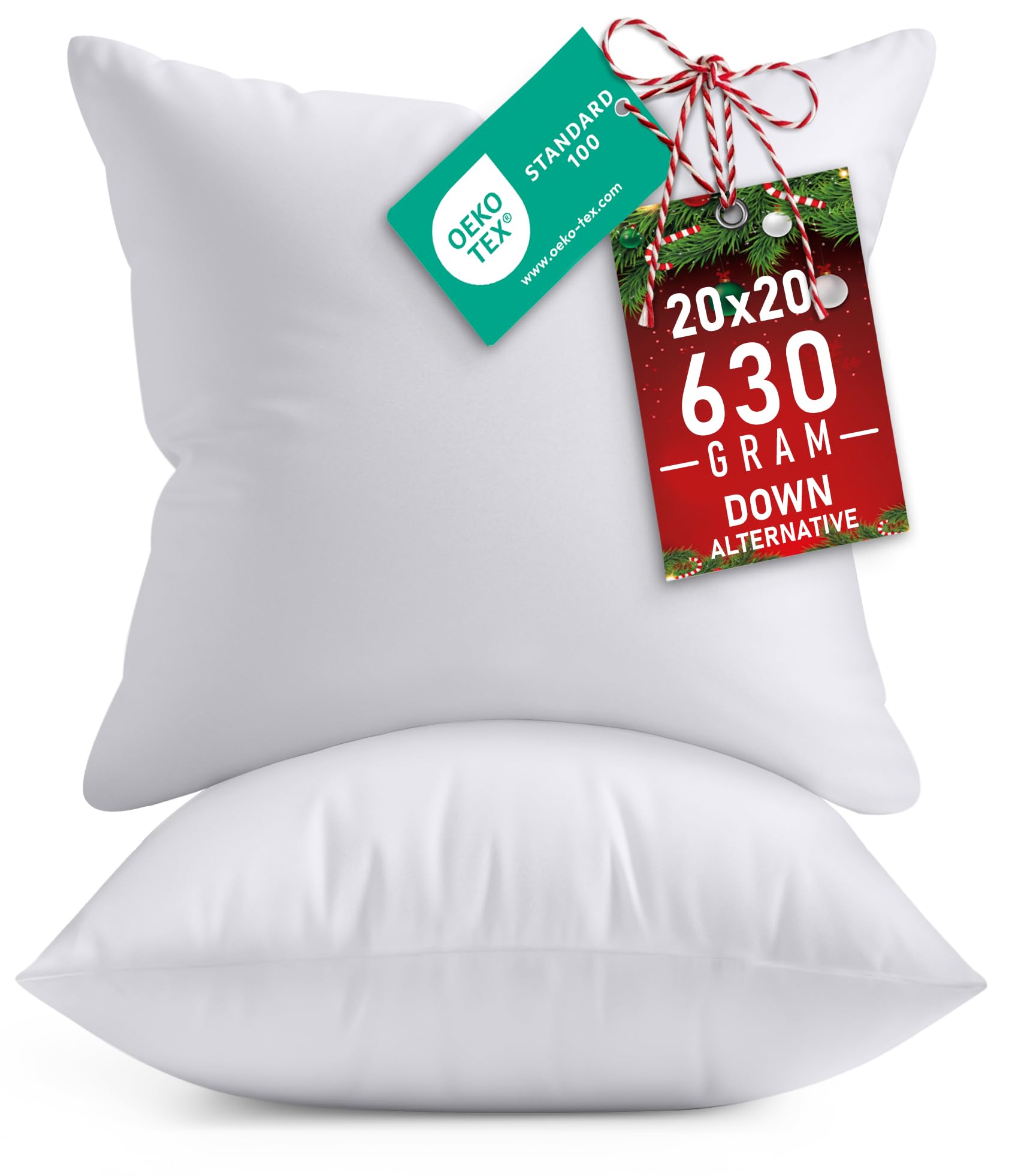 Utopia Bedding Throw Pillows Insert (Pack of 2, White) - 20 x 20 Inches Bed and Couch Pillows - Indoor Decorative PillowOEKO-TEX STANDARD 100