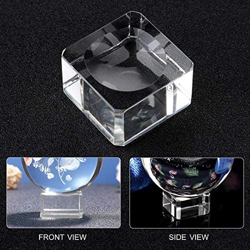 Garneck Crystal Ball Stand Clear Glass Ball Display Stand with Camber Concave, 3cm