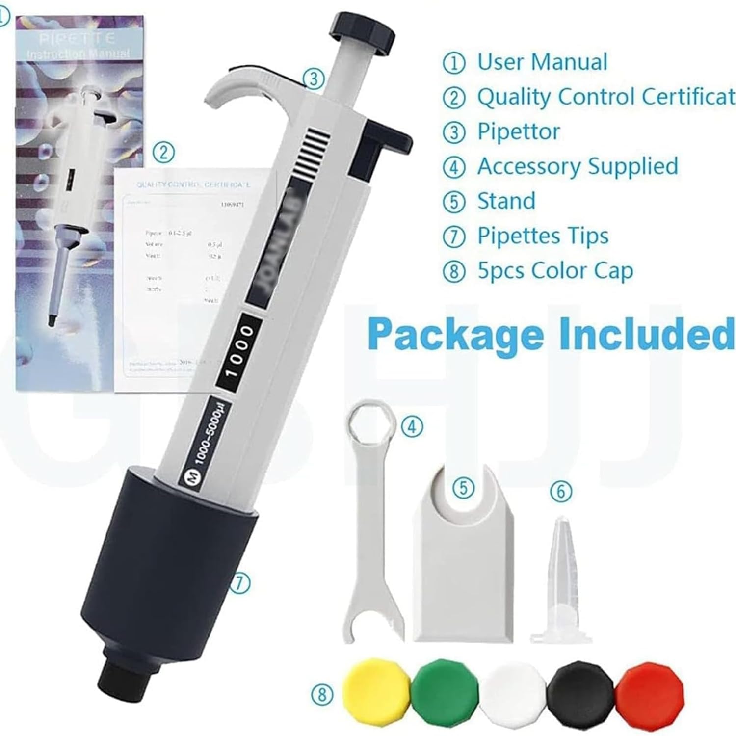 Single Channel Pipettor Controller, Adjustable Autoclavable Micropipette/Pipettor, for Medicine, for Teaching, for Chemical Industry, for Research