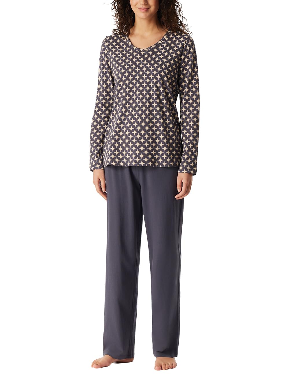 Schiesser Damen Schlafanzug Set lang weiche Baumwolle - Nightwear