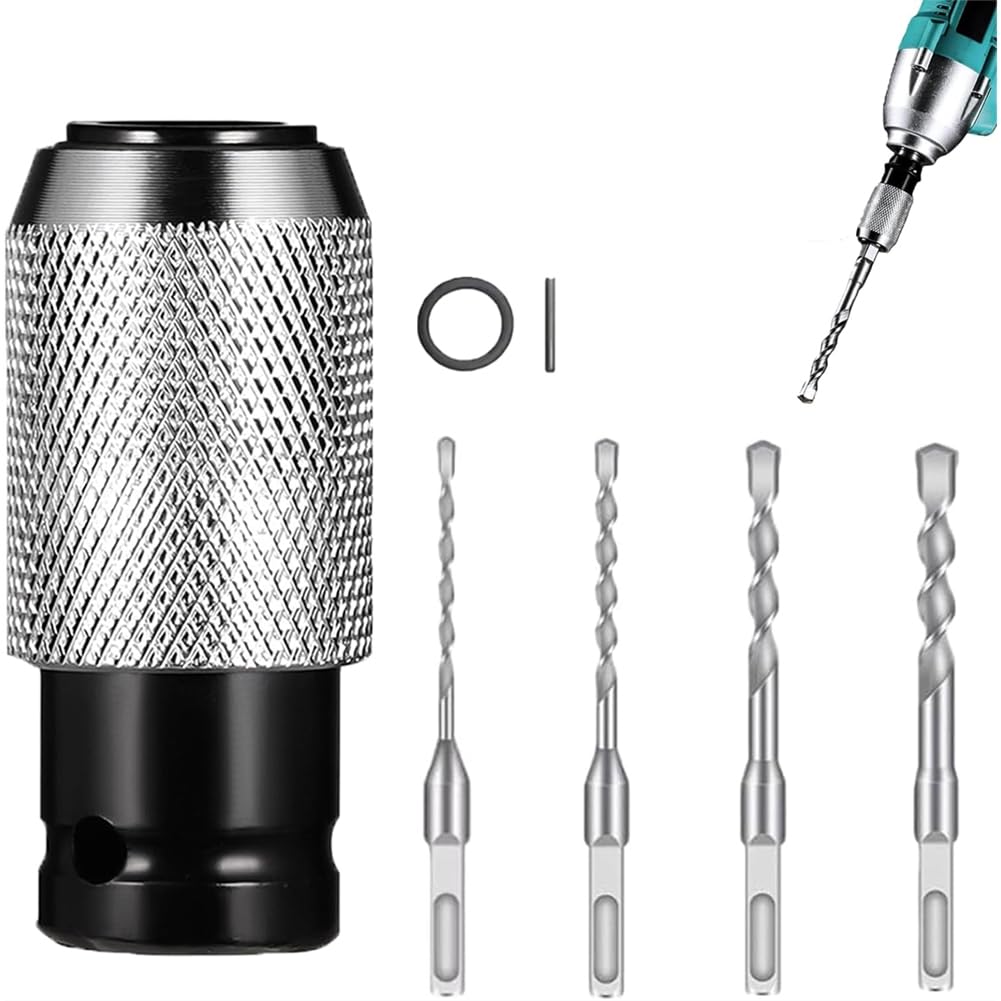 Jnchdghwa As Shown Rotary Hammer Adapter With Impact Drill Bits Set Versatile Rotary Hammer Adapter Set 4 Sizes, Perfect