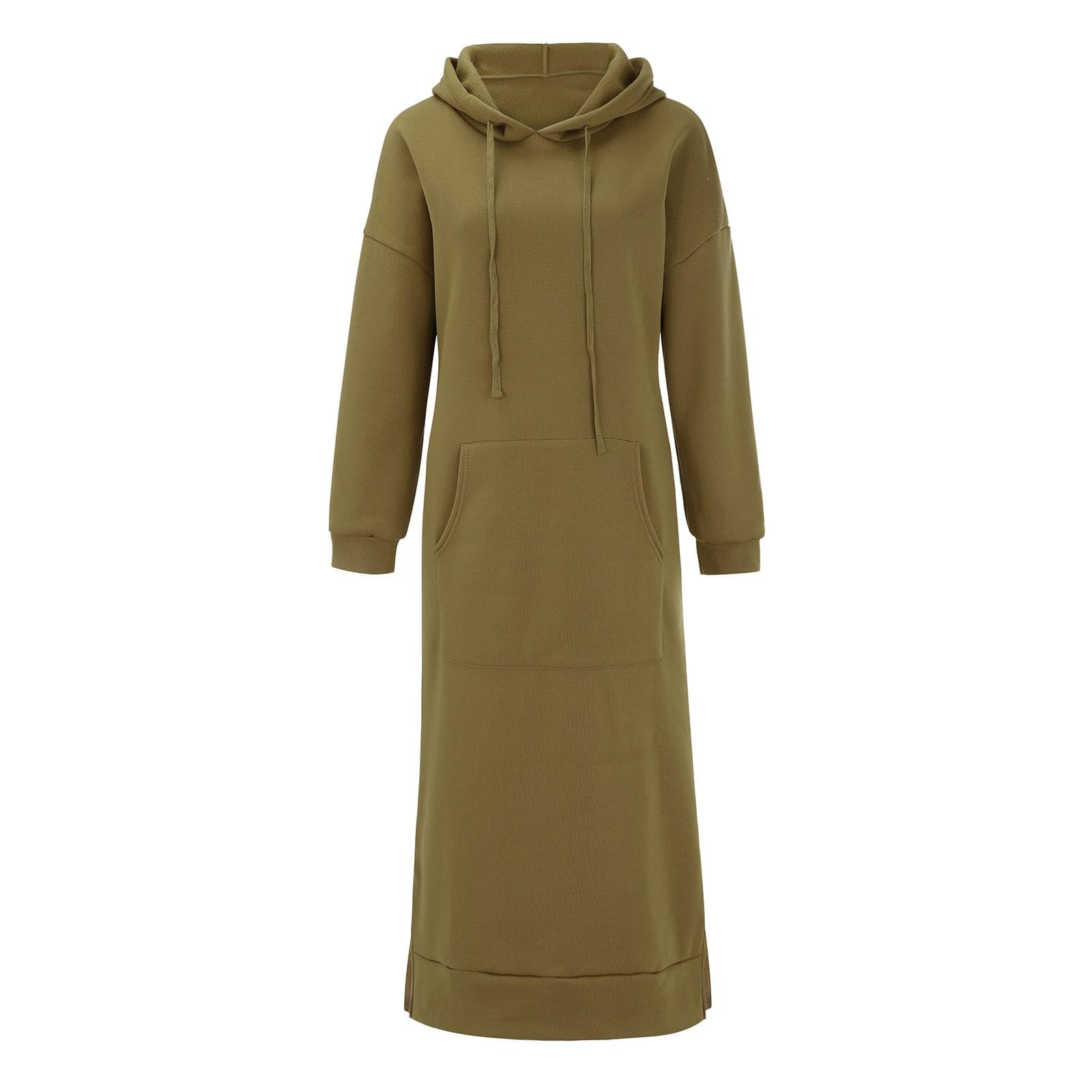 Generisch Damska bluza z kapturem z długim rękawem w dużych rozmiarach, z bawełny, oversize, sukienka z kieszeniami, Maxi Warmy sweter na przytulne dni