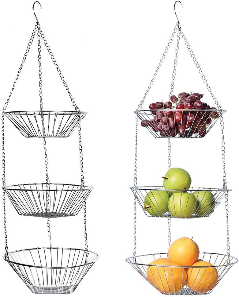 Dakota Fields Panier De Rangement Suspendu à 2 Niveaux De Style Bohemien Avec Crochets Pour Ranger Fruits Et Legumes C112777067