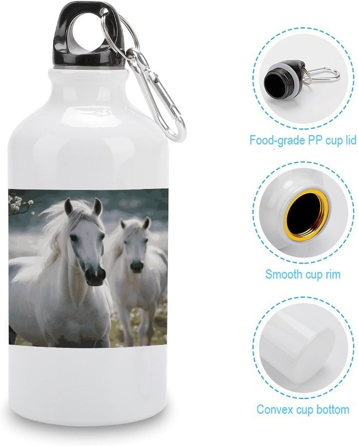Aluminum Sports Water Bottle with Carabiner Clip & Leak-Proof Lid image 5