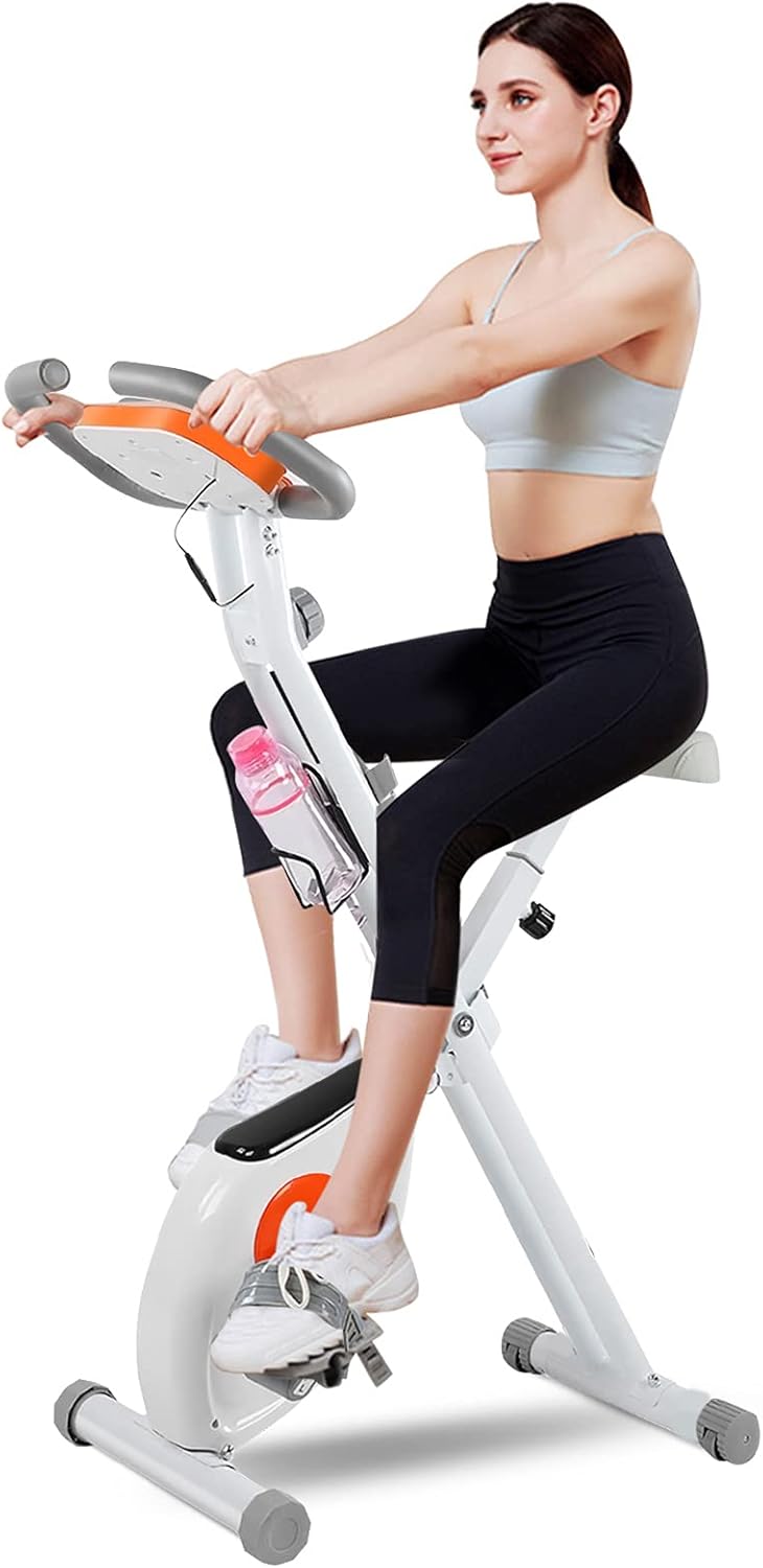 GOTOTOP Foldable Exercise Bike Height Adjustable Exercise Bike with LED