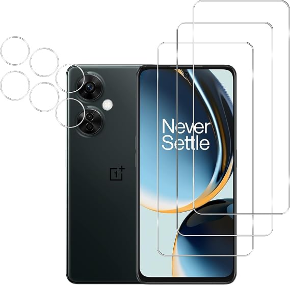 [3+3 Pack] Screen Protector and Camera Lens Protector for OnePlus Nord N30 5G, HD Anti-Scratch Anti-Fingerprint Tempered Glass Screen Protector, for OnePlus Nord N30 5G