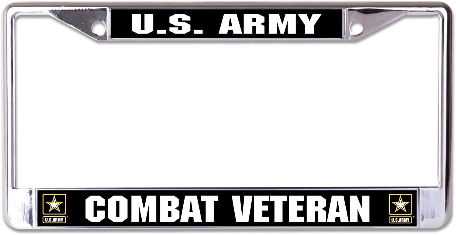 U.S. Army Combat Veteran Chrome License Plate Frame