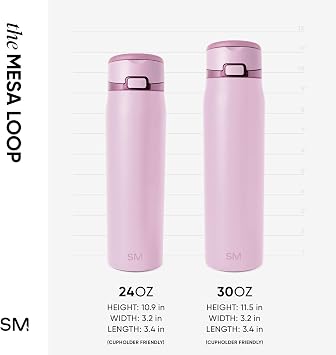 Simple Modern Mesa Loop Water Bottle with Straw | 24oz Cup Holder Friendly Insulated Stainless Steel Bottles for Travel, Sports and School | Pink Champagne | Mesa Loop Insulated Water Bottle for School, Sports, Travel | Leak Proof, Stainless Steel | Pink Champagne